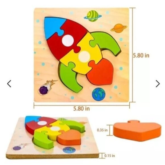 SKYFIELD Set of 6 Wooden Jigsaw Puzzles Vehicle World Montessori Learning - Picture 5 of 5